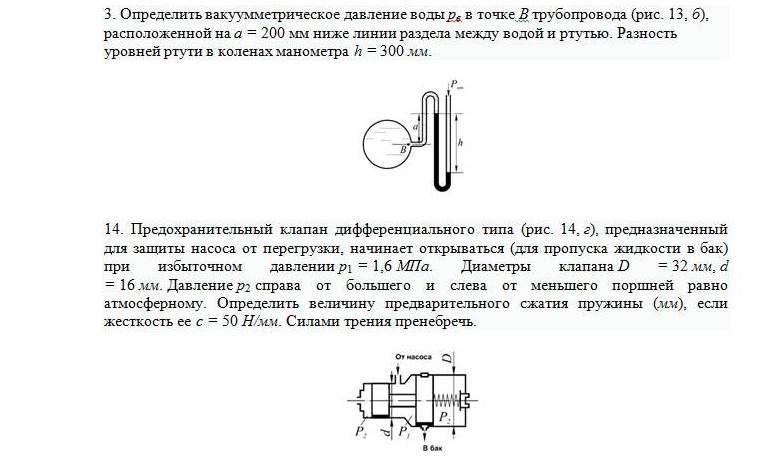 На каком из рисунков правильно показано вакуумметрическое давление
