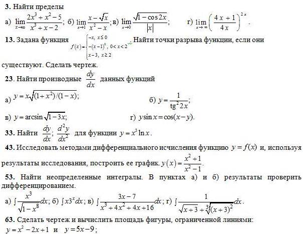 Контрольная работа 3 производная